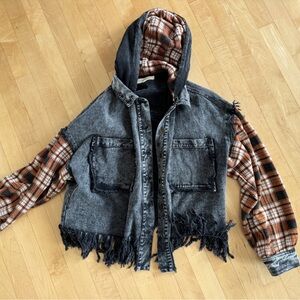 Gilded Intent Black and Orange Plaid Jacket